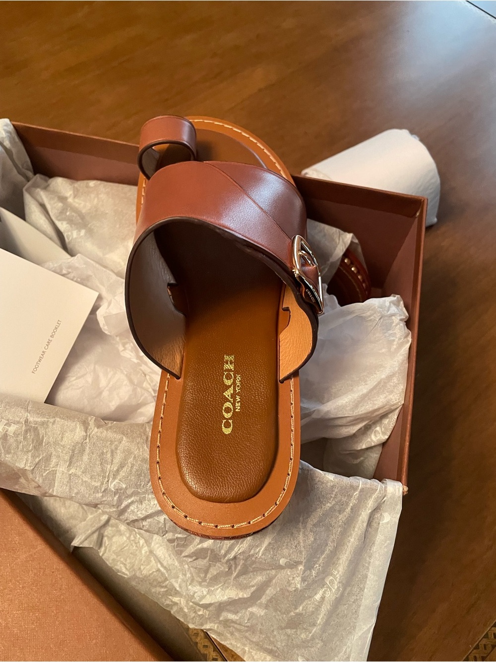 Coach women's Saddle Leather  Alexa Slide Sandal with Studded Trim - Picture 5 of 12